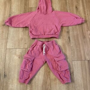 Pink Cargo Hoodie Set